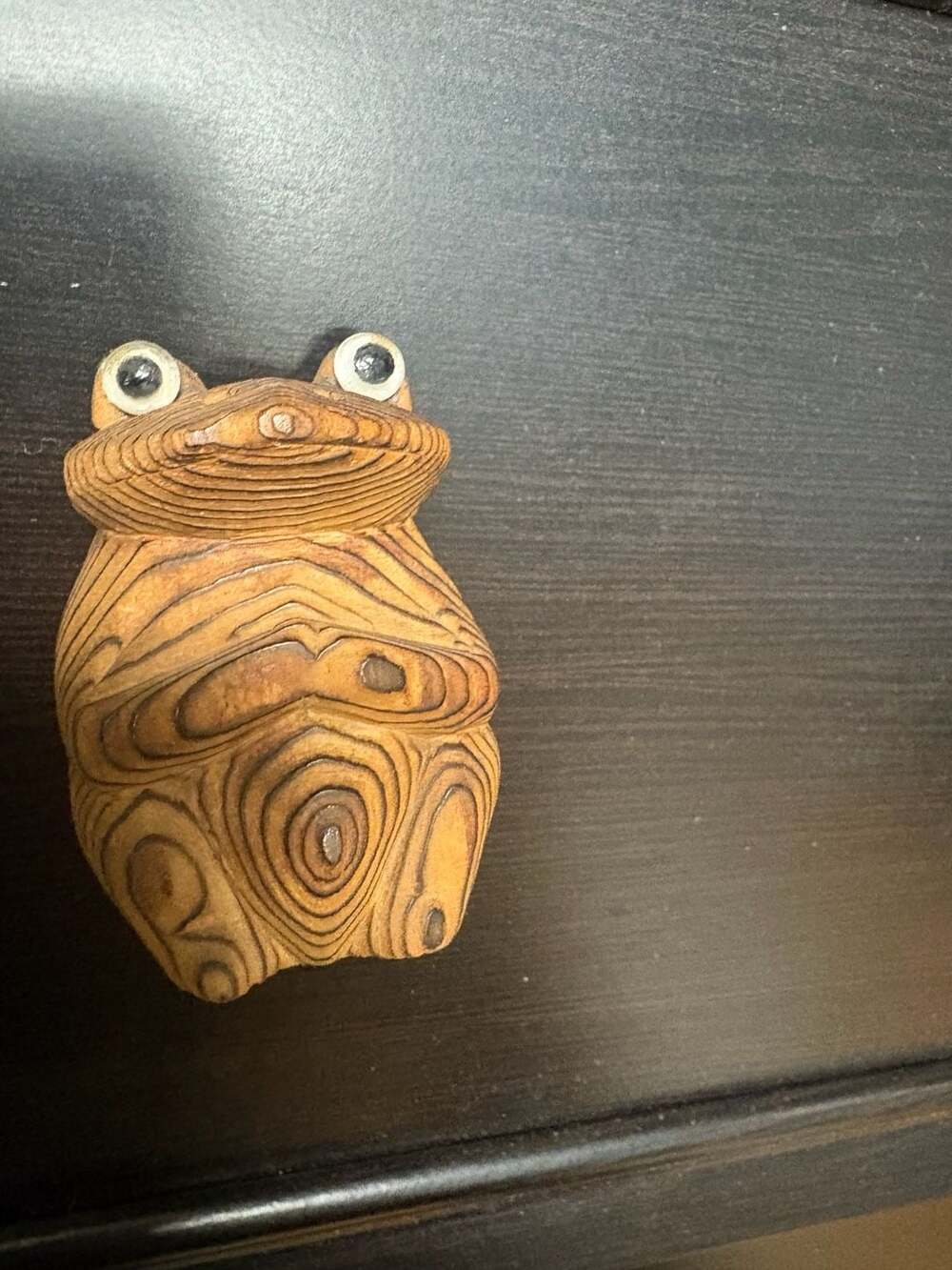 Vintage Japanese Shou Sugi Ban Carved Wood Frog